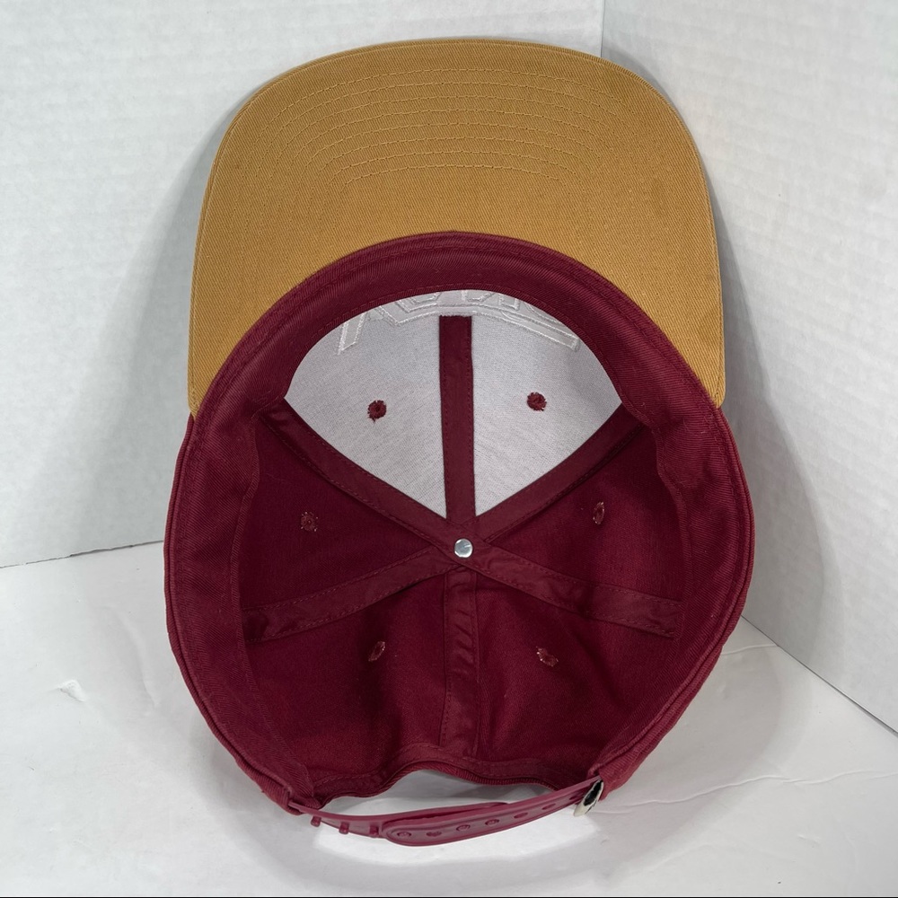 VANS Off The Wall Snapback Flat Brim Skater Hat Garnet Tan White Logo One Size - Picture 8 of 12